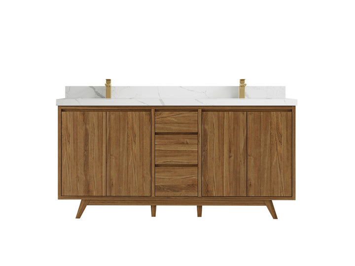 Madison Teak Wood 72 in. W x 22 in. D Double Sink Bathroom Vanity - photo 11