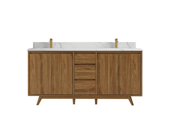 Madison Teak Wood 72 in. W x 22 in. D Double Sink Bathroom Vanity - photo 15