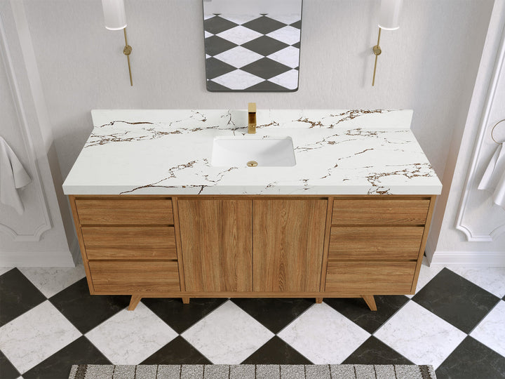 Madison Teak Wood 72 in. W x 22 in. D Single Sink Bathroom Vanity - photo 35