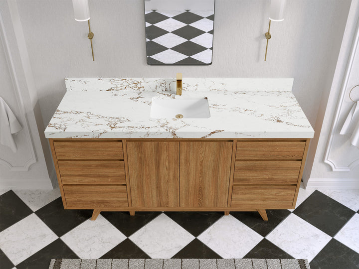 Madison Teak Wood 72 in. W x 22 in. D Single Sink Bathroom Vanity - photo 37