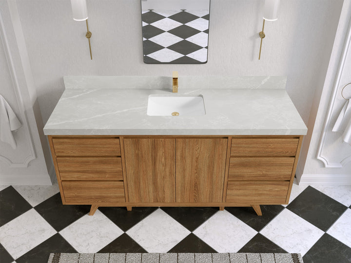 Madison Teak Wood 72 in. W x 22 in. D Single Sink Bathroom Vanity - photo 31