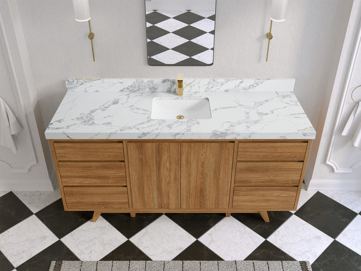 Madison Teak Wood 72 in. W x 22 in. D Single Sink Bathroom Vanity - photo 19