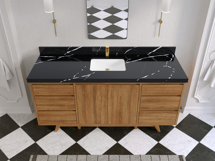 Madison Teak Wood 72 in. W x 22 in. D Single Sink Bathroom Vanity - photo 11