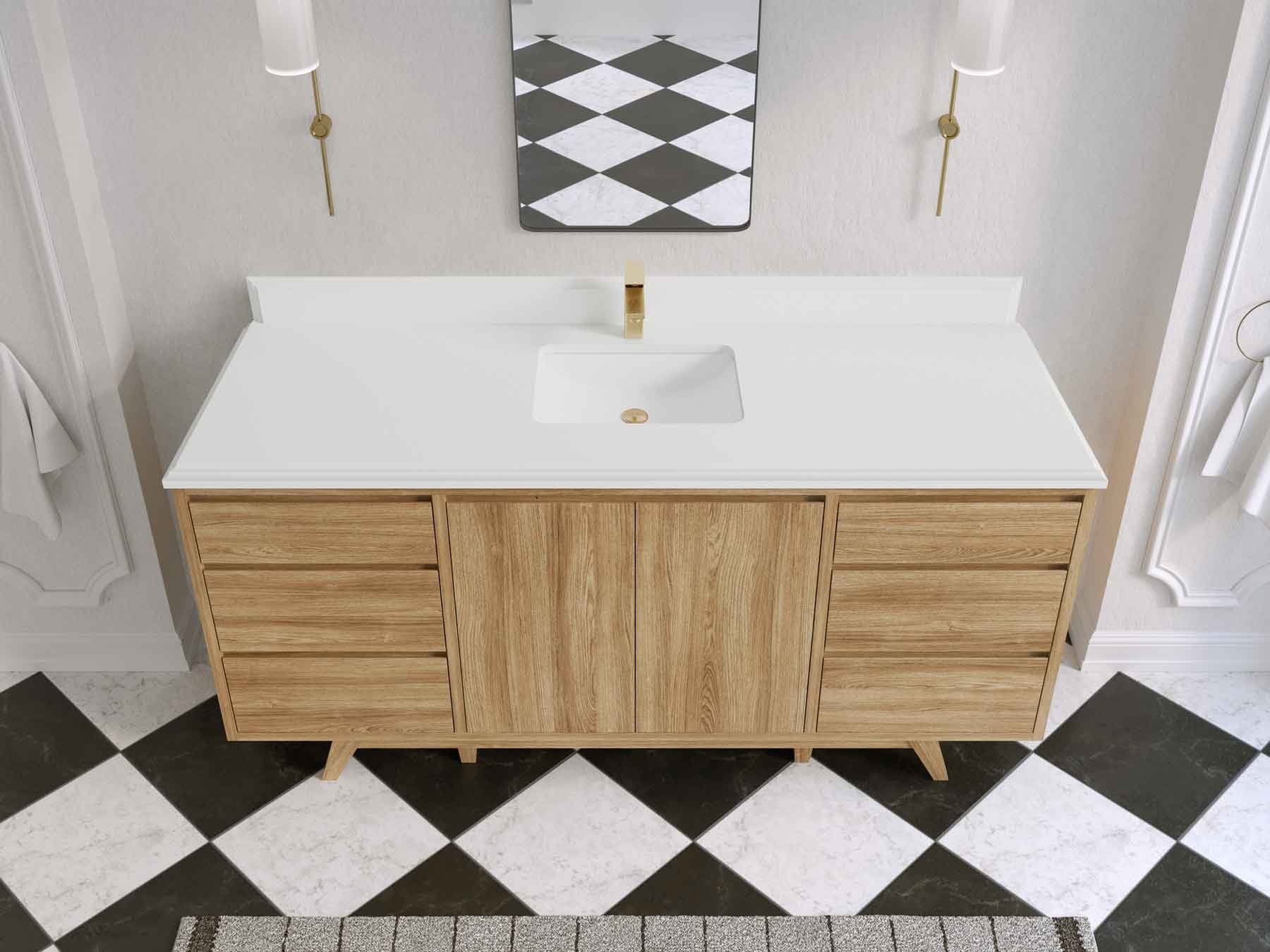 Madison Teak Wood 72 in. W x 22 in. D Single Sink Bathroom Vanity - Willow Bath and Vanity