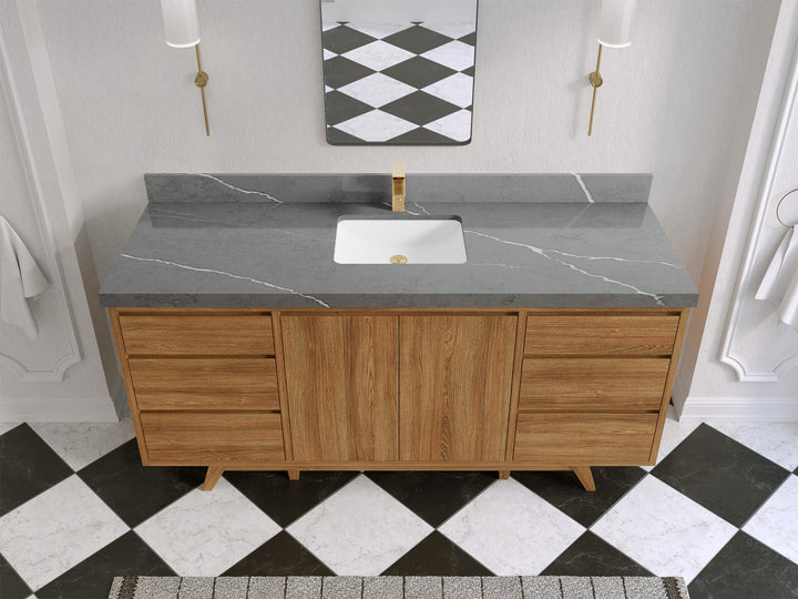 Madison Teak Wood 72 in. W x 22 in. D Single Sink Bathroom Vanity - photo 33