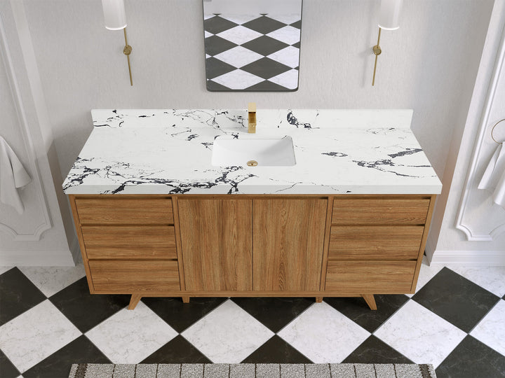 Madison Teak Wood 72 in. W x 22 in. D Single Sink Bathroom Vanity - photo 39
