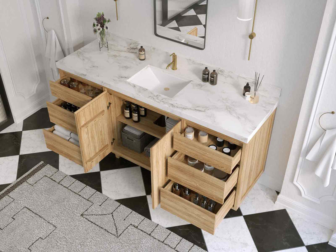 Madison Teak Wood 72 in. W x 22 in. D Single Sink Bathroom Vanity - Willow Bath and Vanity