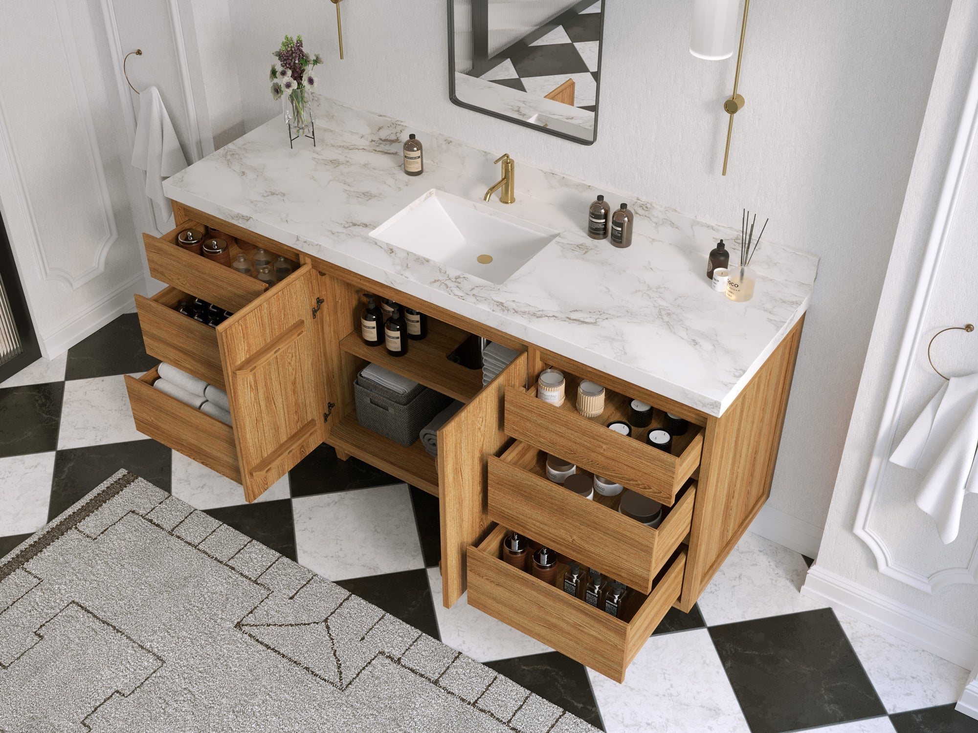 Madison Teak Wood 72 in. W x 22 in. D Single Sink Bathroom Vanity - Willow Bath and Vanity