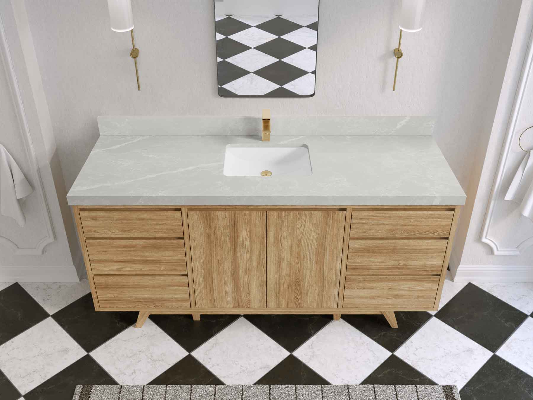 Madison Teak Wood 72 in. W x 22 in. D Single Sink Bathroom Vanity - Willow Bath and Vanity