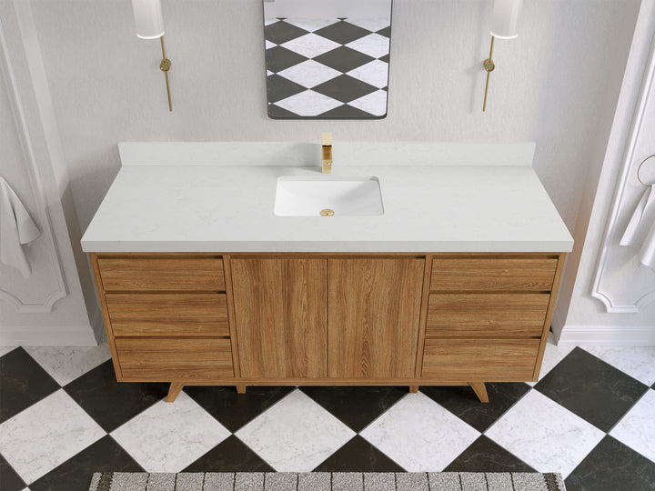 Madison Teak Wood 72 in. W x 22 in. D Single Sink Bathroom Vanity - photo 9