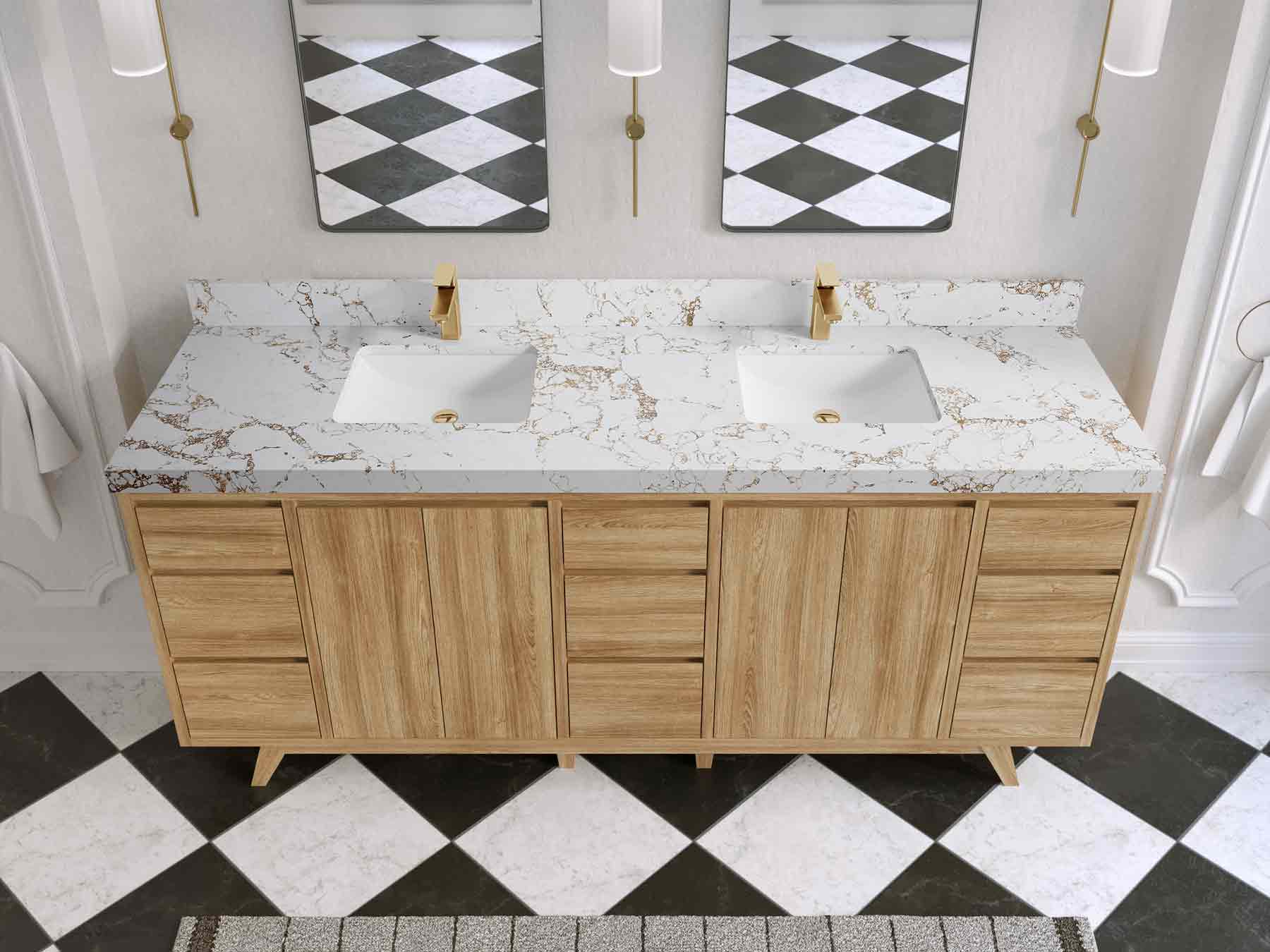 Madison Teak Wood 80 in. W x 22 in. D Double Sink Bathroom Vanity - Willow Bath and Vanity
