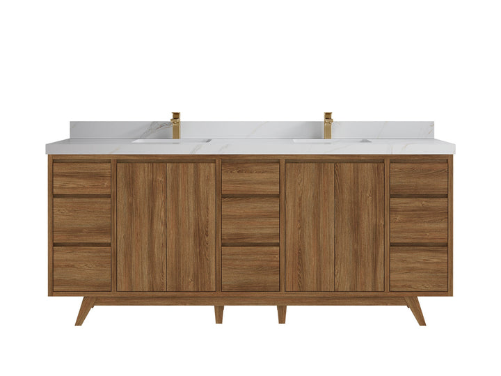 Madison Teak Wood 80 in. W x 22 in. D Double Sink Bathroom Vanity - photo 18