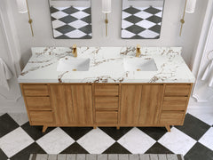 Madison Teak Wood 80 in. W x 22 in. D Double Sink Bathroom Vanity - photo 35