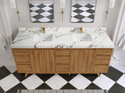 Madison Teak Wood 80 in. W x 22 in. D Double Sink Bathroom Vanity - Willow Bath and Vanity
