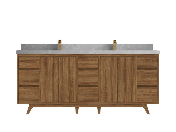 Madison Teak Wood 80 in. W x 22 in. D Double Sink Bathroom Vanity - photo 32