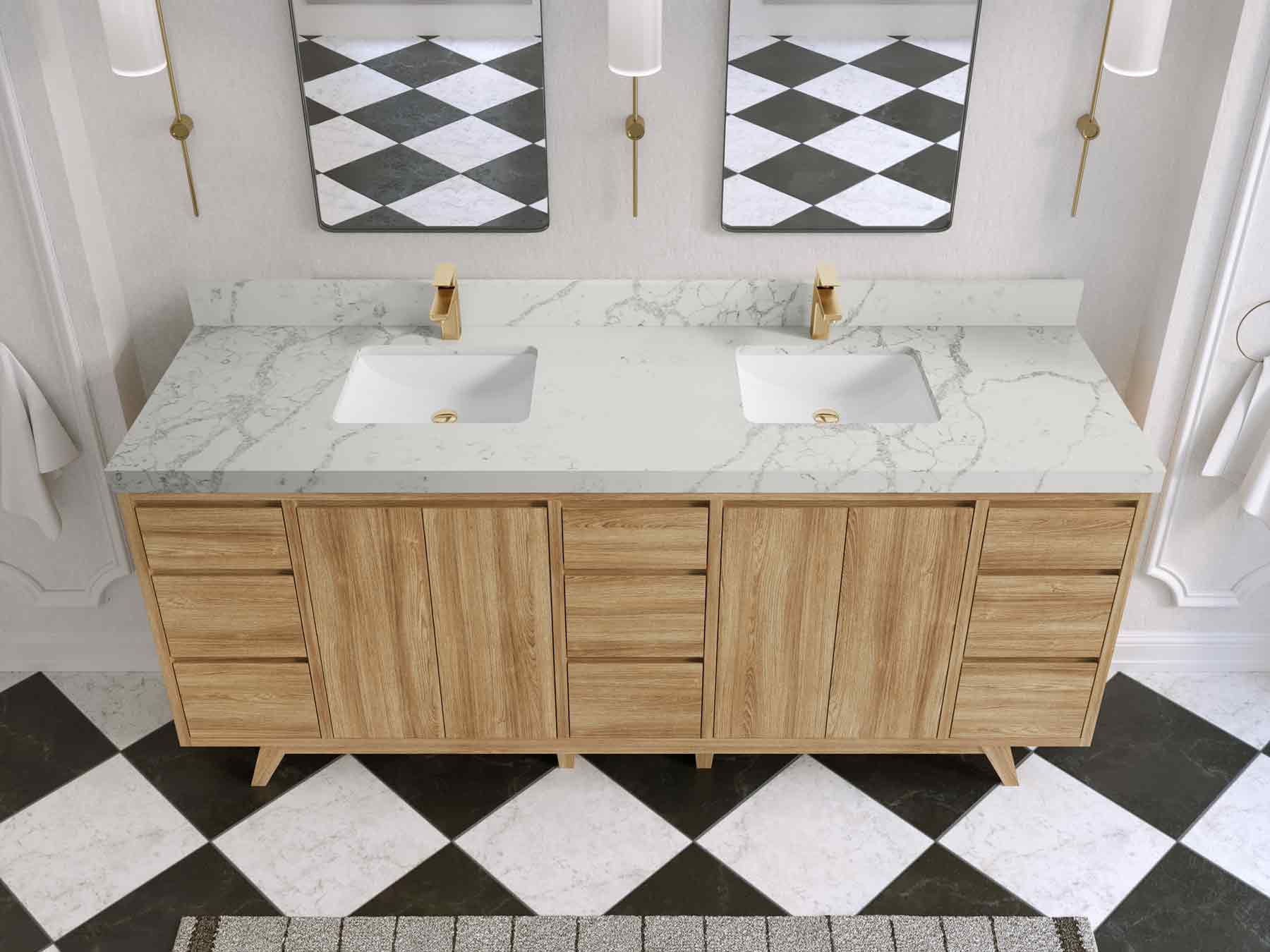 Madison Teak Wood 80 in. W x 22 in. D Double Sink Bathroom Vanity - Willow Bath and Vanity