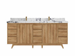 Madison Teak Wood 80 in. W x 22 in. D Double Sink Bathroom Vanity - photo 39