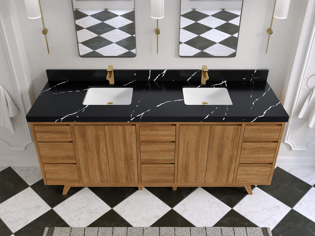 Madison Teak Wood 80 in. W x 22 in. D Double Sink Bathroom Vanity - Willow Bath and Vanity
