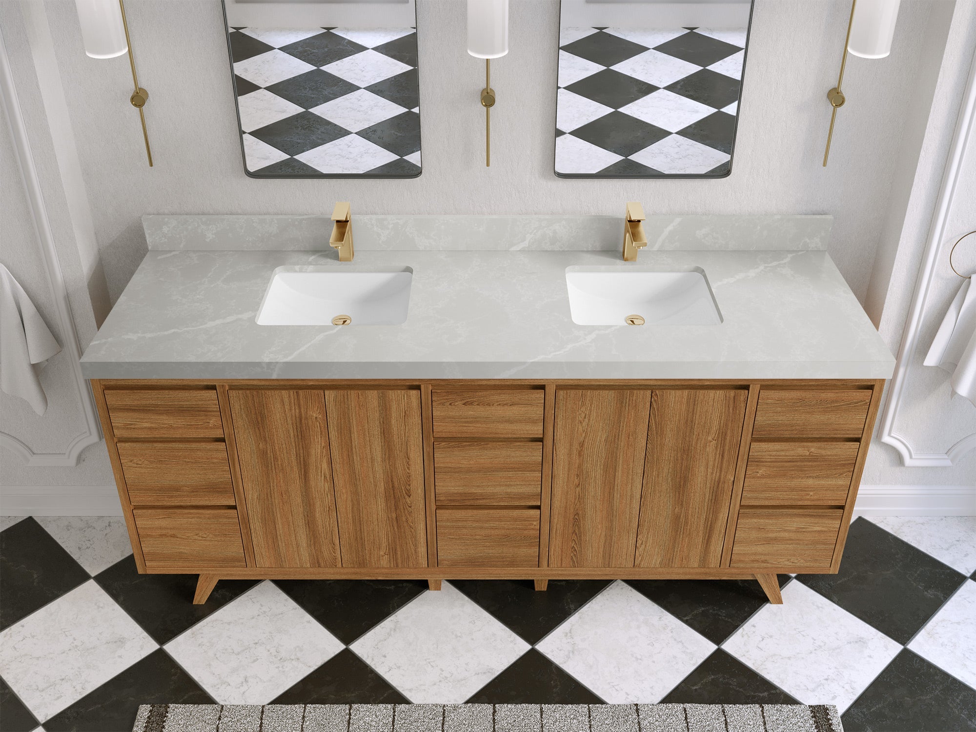 Madison Teak Wood 80 in. W x 22 in. D Double Sink Bathroom Vanity - Willow Bath and Vanity