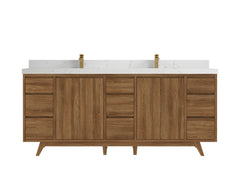 Madison Teak Wood 80 in. W x 22 in. D Double Sink Bathroom Vanity - photo 30