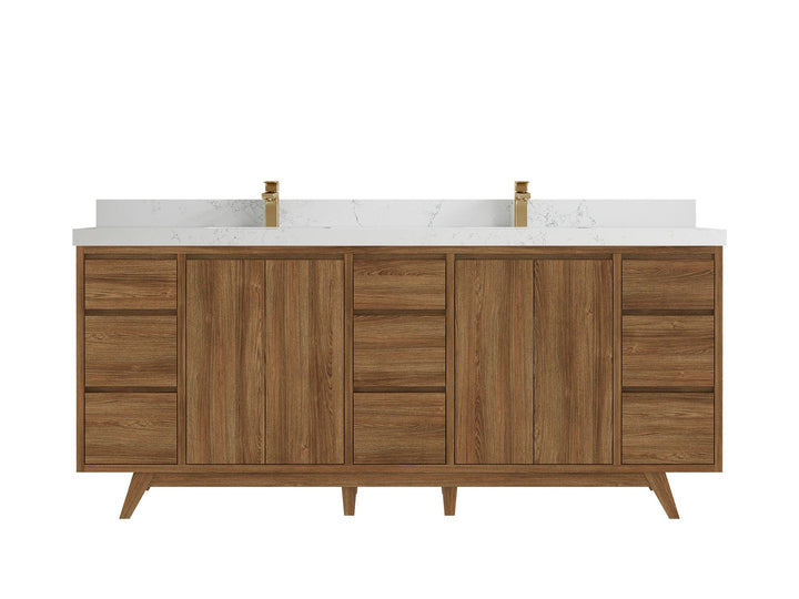 Madison Teak Wood 80 in. W x 22 in. D Double Sink Bathroom Vanity - photo 30