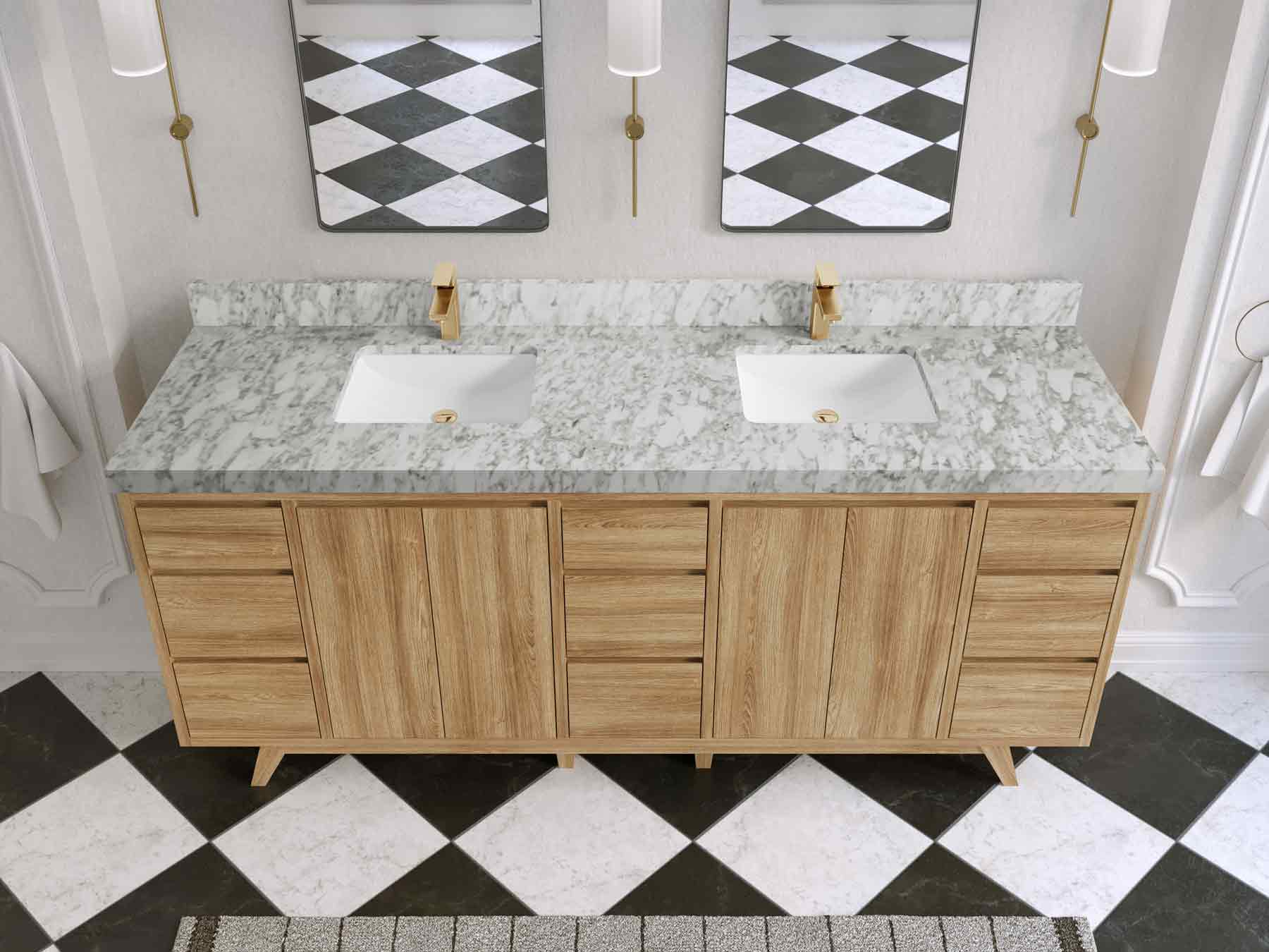 Madison Teak Wood 80 in. W x 22 in. D Double Sink Bathroom Vanity - Willow Bath and Vanity