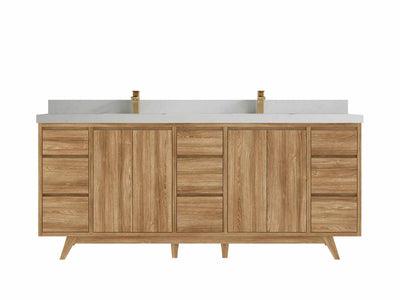 Madison Teak Wood 80 in. W x 22 in. D Double Sink Bathroom Vanity - Willow Bath and Vanity