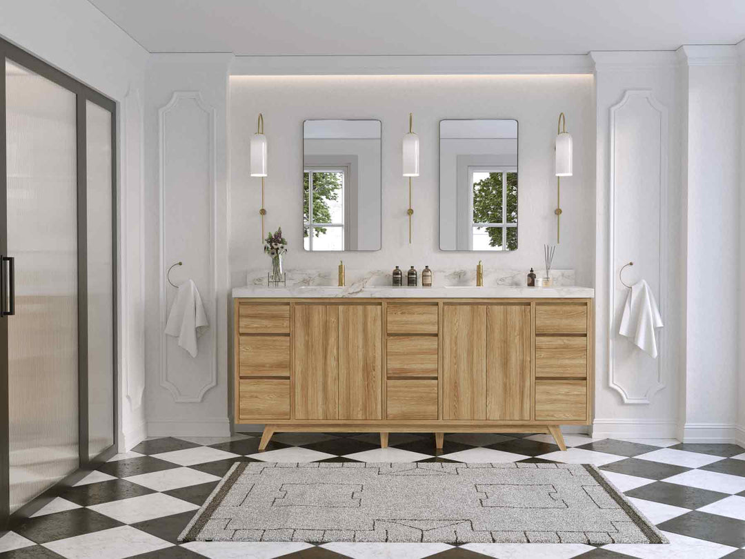 Madison Teak Wood 80 in. W x 22 in. D Double Sink Bathroom Vanity - Willow Bath and Vanity