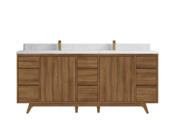Madison Teak Wood 80 in. W x 22 in. D Double Sink Bathroom Vanity - photo 26