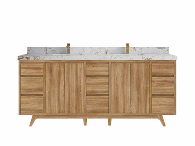 Madison Teak Wood 80 in. W x 22 in. D Double Sink Bathroom Vanity - Willow Bath and Vanity