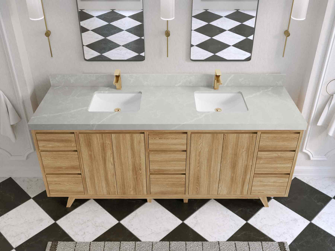 Madison Teak Wood 80 in. W x 22 in. D Double Sink Bathroom Vanity - Willow Bath and Vanity