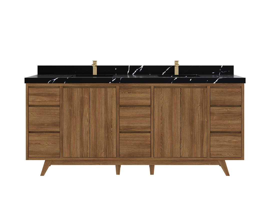 Madison Teak Wood 80 in. W x 22 in. D Double Sink Bathroom Vanity - Willow Bath and Vanity