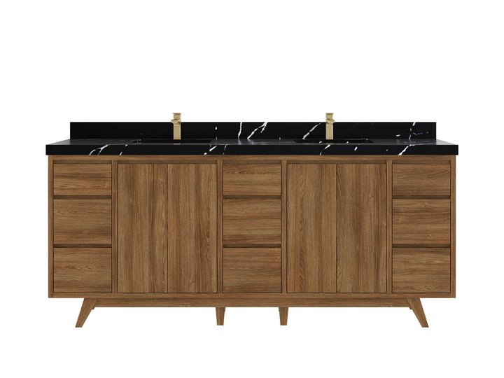 Madison Teak Wood 80 in. W x 22 in. D Double Sink Bathroom Vanity - photo 8