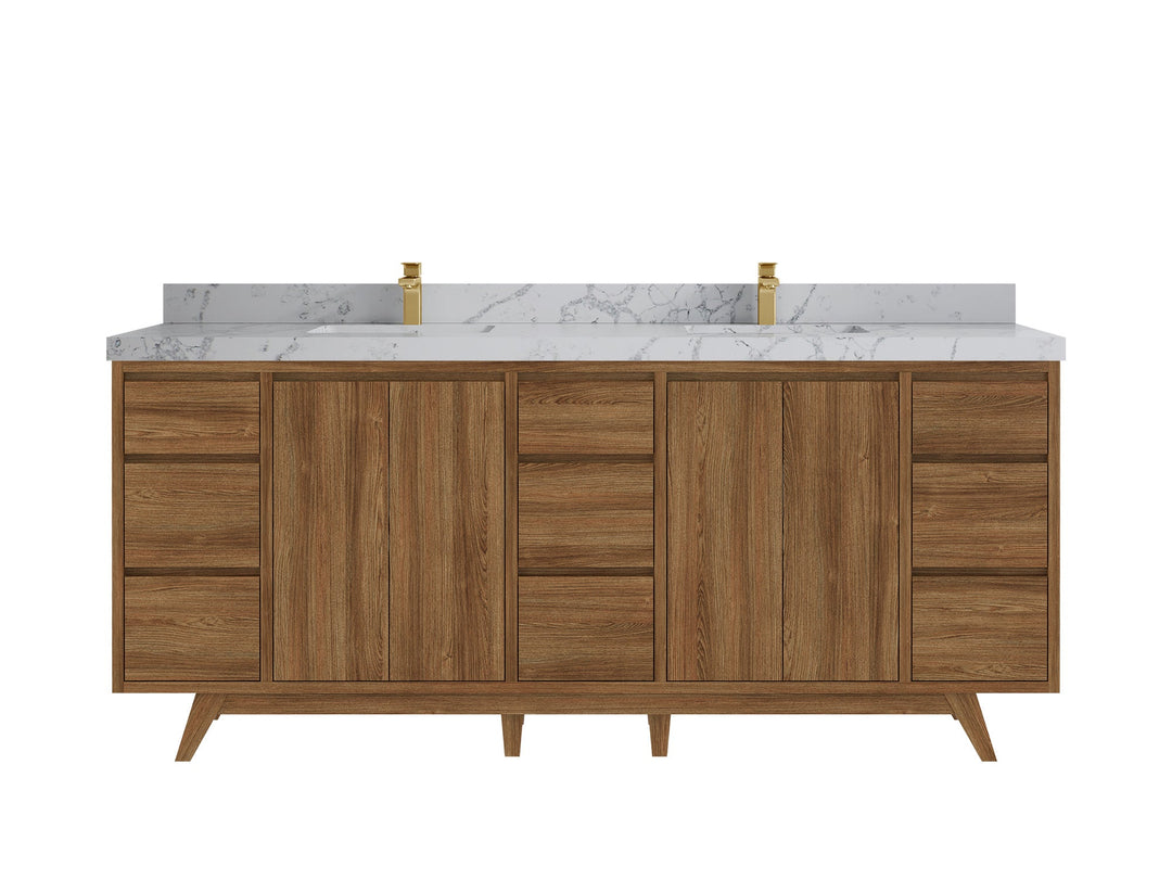 Madison Teak Wood 80 in. W x 22 in. D Double Sink Bathroom Vanity - Willow Bath and Vanity
