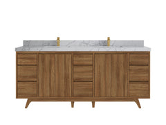 Madison Teak Wood 80 in. W x 22 in. D Double Sink Bathroom Vanity - photo 42