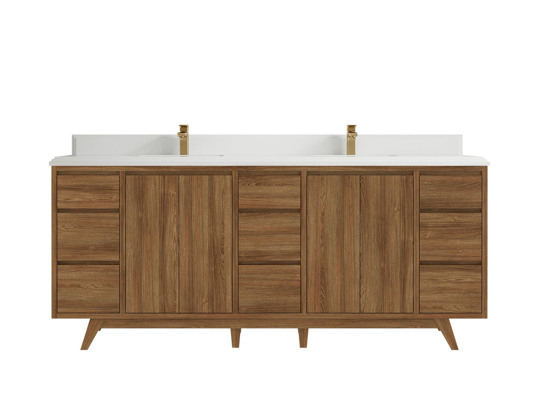 Madison Teak Wood 80 in. W x 22 in. D Double Sink Bathroom Vanity - Willow Bath and Vanity
