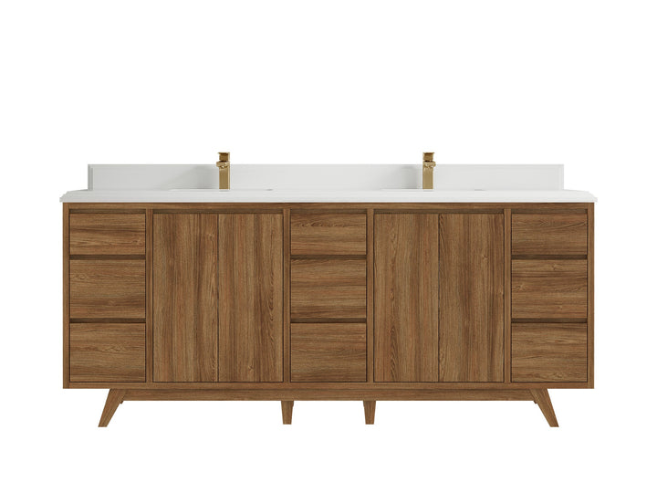 Madison Teak Wood 80 in. W x 22 in. D Double Sink Bathroom Vanity - photo 28