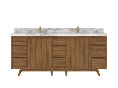 Madison Teak Wood 80 in. W x 22 in. D Double Sink Bathroom Vanity - photo 1