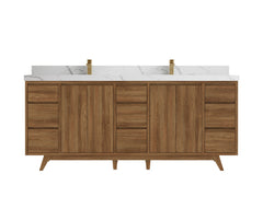 Madison Teak Wood 80 in. W x 22 in. D Double Sink Bathroom Vanity - photo 12
