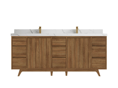 Madison Teak Wood 80 in. W x 22 in. D Double Sink Bathroom Vanity - Willow Bath and Vanity