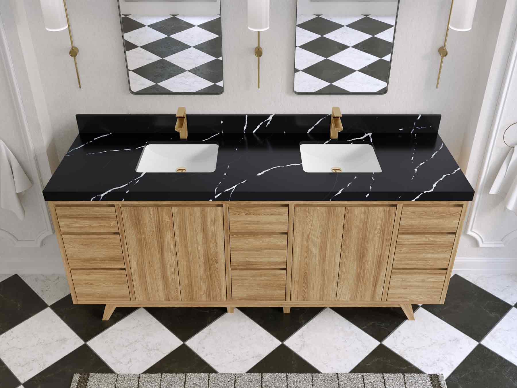 Madison Teak Wood 80 in. W x 22 in. D Double Sink Bathroom Vanity - Willow Bath and Vanity