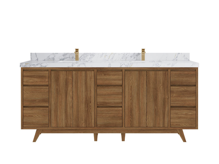 Madison Teak Wood 80 in. W x 22 in. D Double Sink Bathroom Vanity - photo 16