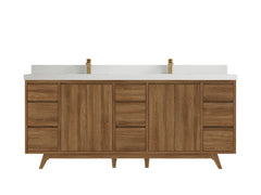 Madison Teak Wood 80 in. W x 22 in. D Double Sink Bathroom Vanity - photo 44