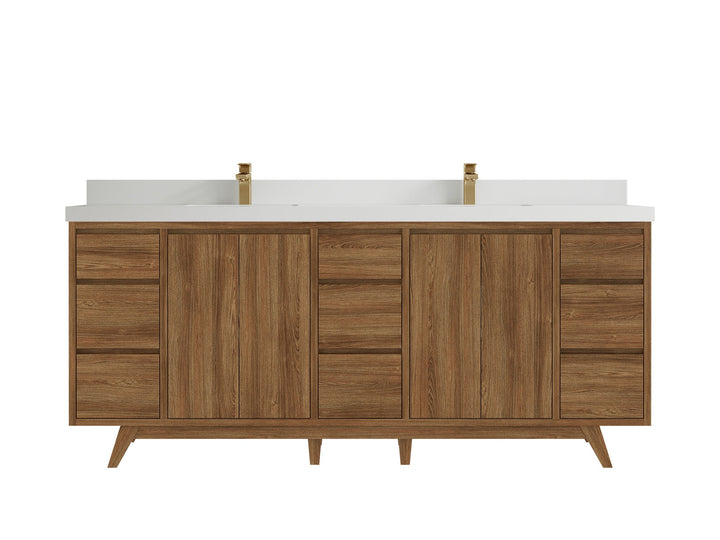 Madison Teak Wood 80 in. W x 22 in. D Double Sink Bathroom Vanity - photo 44