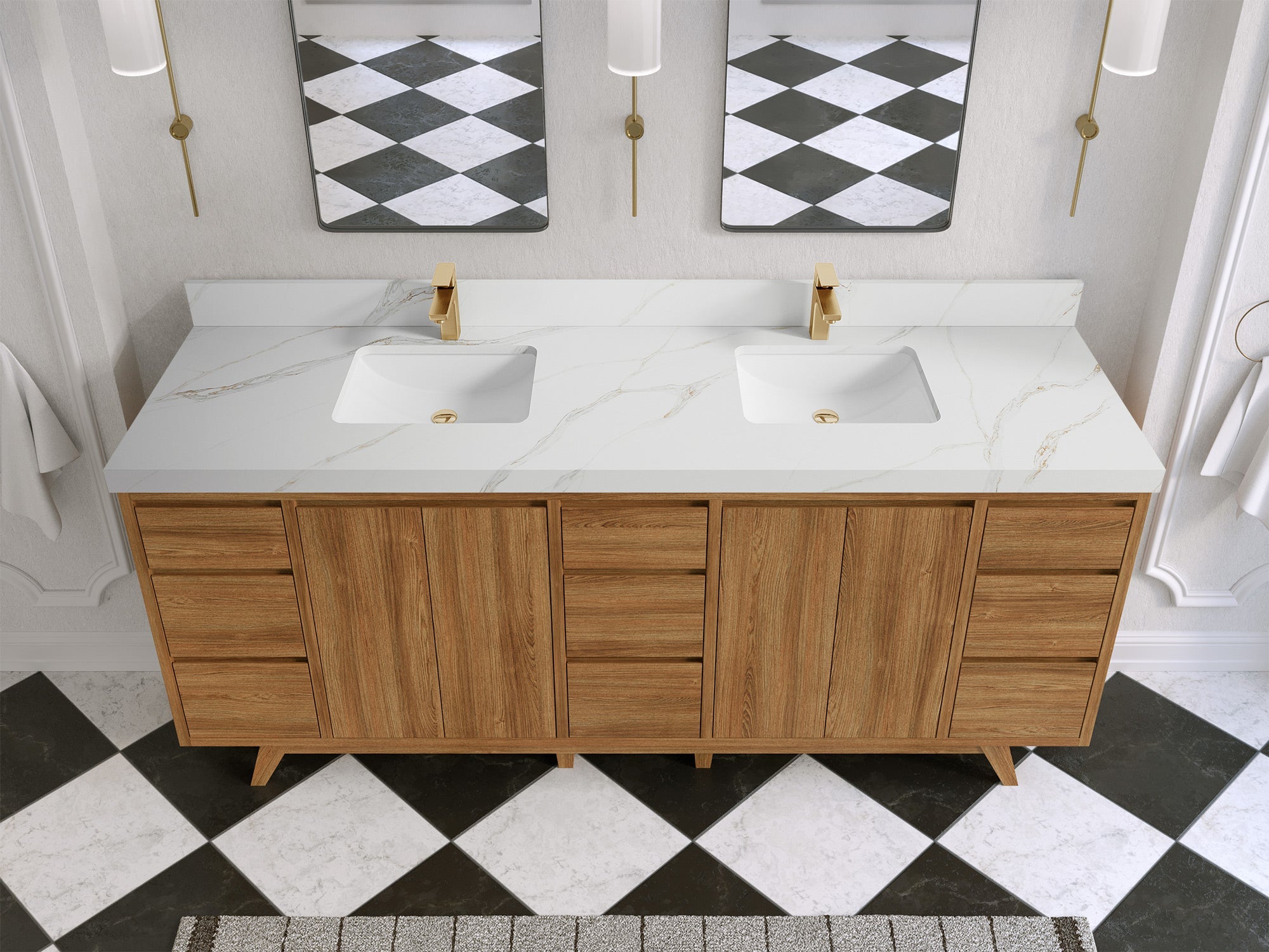 Madison Teak Wood 80 in. W x 22 in. D Double Sink Bathroom Vanity - Willow Bath and Vanity