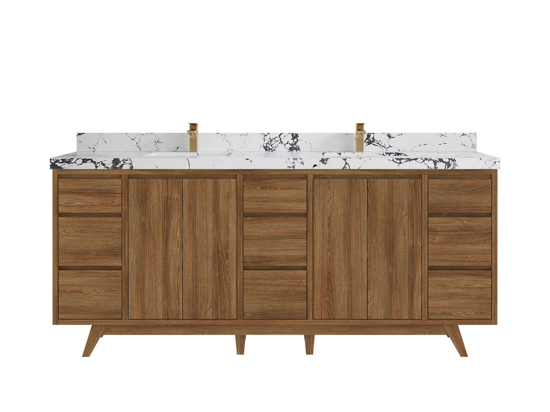 Madison Teak Wood 80 in. W x 22 in. D Double Sink Bathroom Vanity - Willow Bath and Vanity