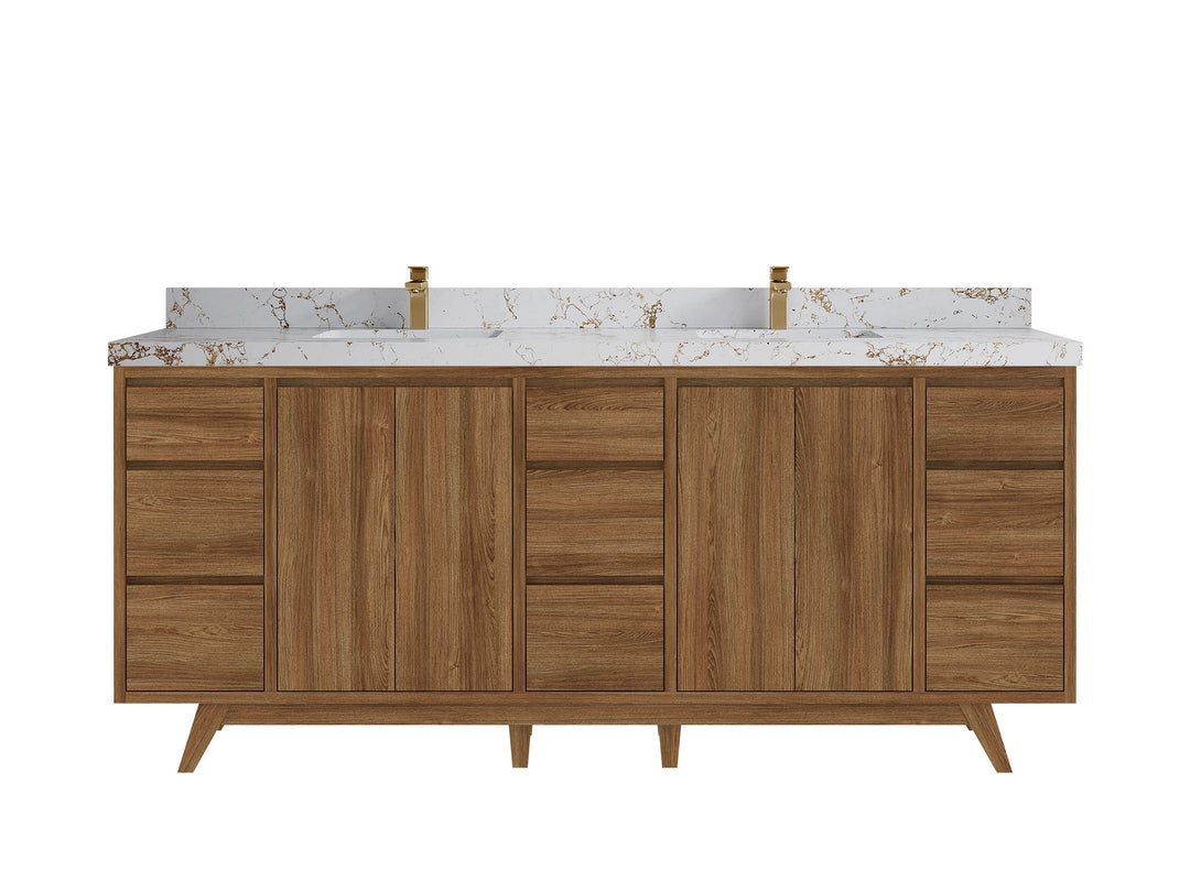 Madison Teak Wood 80 in. W x 22 in. D Double Sink Bathroom Vanity - Willow Bath and Vanity