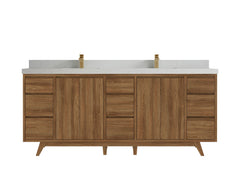 Madison Teak Wood 80 in. W x 22 in. D Double Sink Bathroom Vanity - photo 22