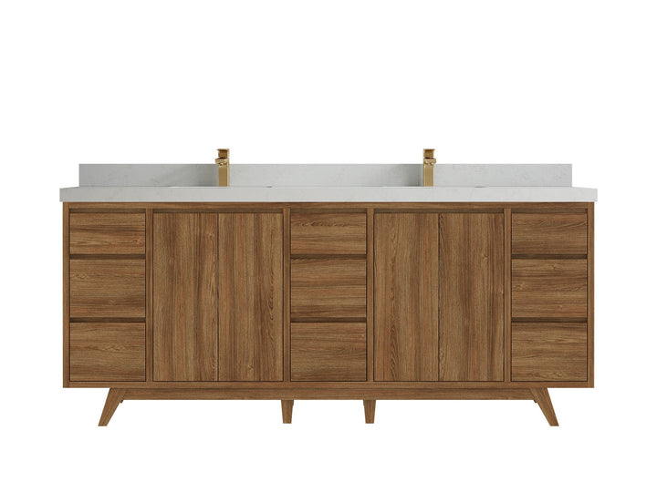 Madison Teak Wood 80 in. W x 22 in. D Double Sink Bathroom Vanity - photo 22