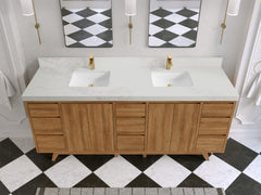 Madison Teak Wood 80 in. W x 22 in. D Double Sink Bathroom Vanity - photo 13